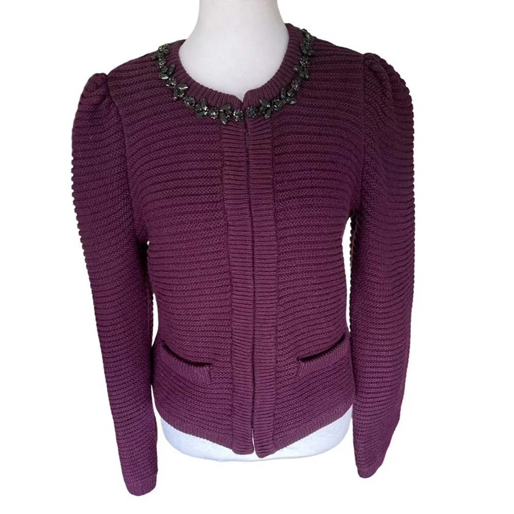 NWT Express Purple Sweater with Jeweled Neckline Size Small